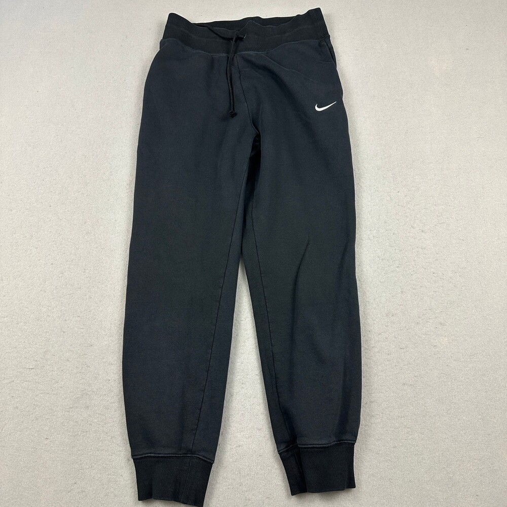 Nike Pants Women Medium Black Solid Jogger Athletic Tapered Sweatpants Swoosh M
